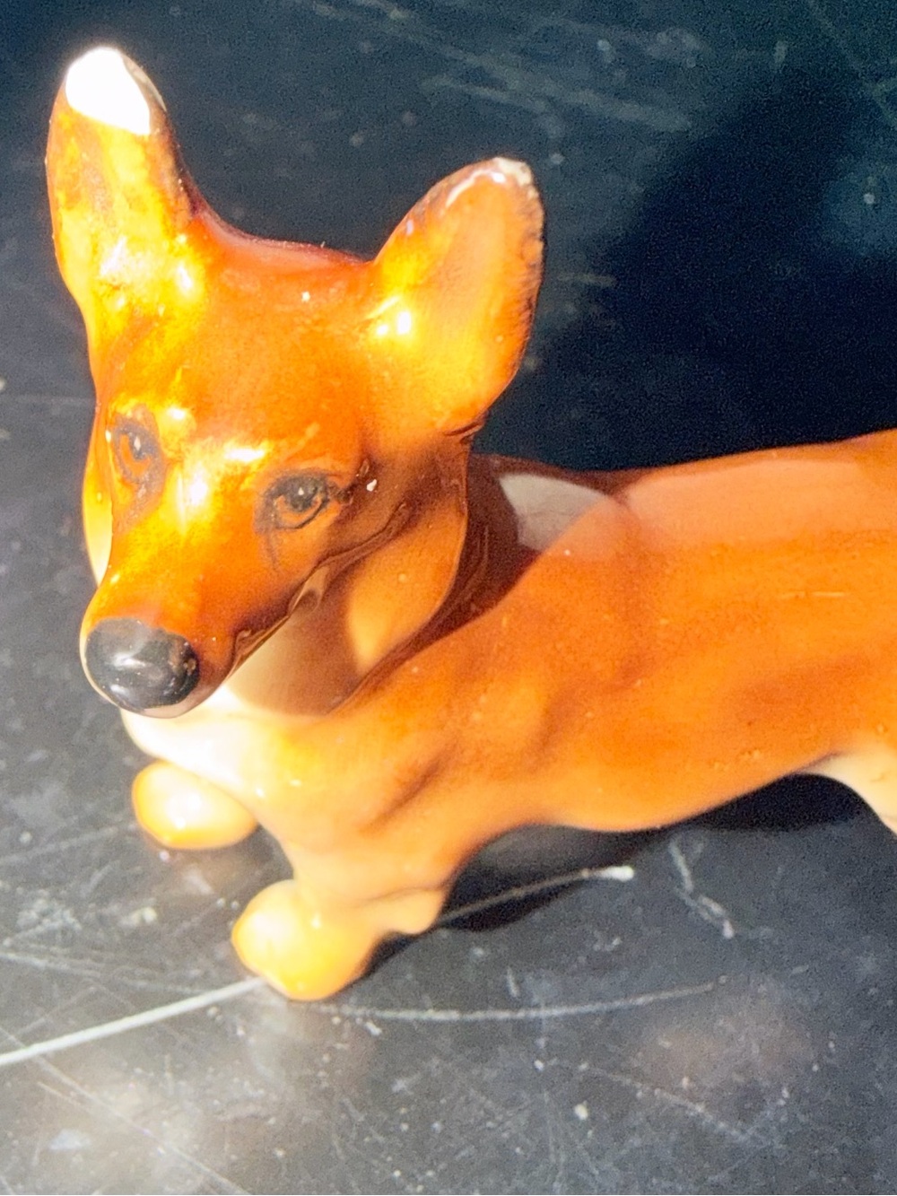 Royal Doulton Vintage Welsh Corgi K16 green stamp bone china figurine
